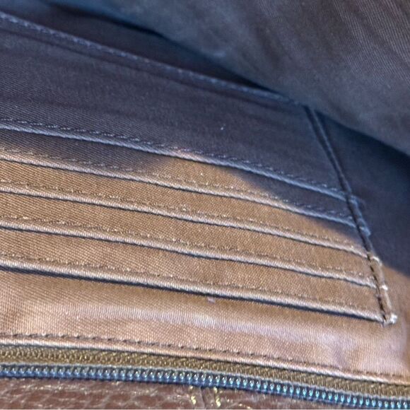 Fossil Vintage Brown Morgan Pebbled Leather Snap Flap & Zip Crossbody Bag - Picture 8 of 9